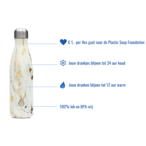 Waterfles thermosfles - Duurzame VANN drinkfles marmer goud inclusief sportdop